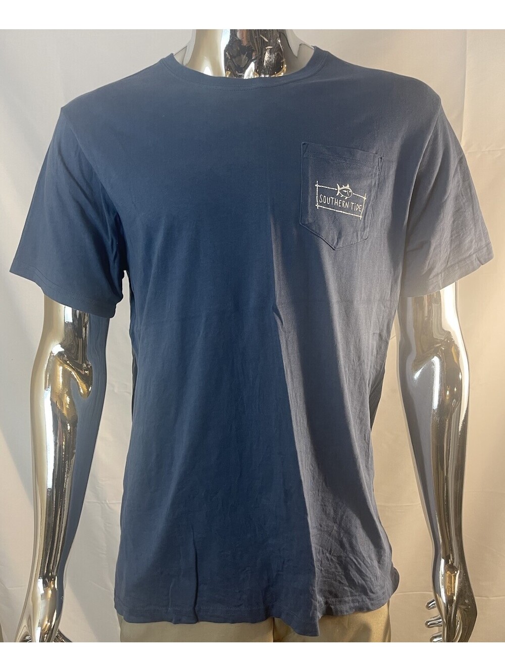 Southern Tide Men's Pocket Tee T-Shirt, Fish Logo, Blue, Men's Large